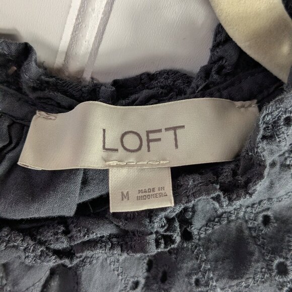 Loft Cotton  Black Eyelet Halter top with Peplum M - Picture 4 of 9